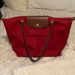 Large Red longchamp bag
